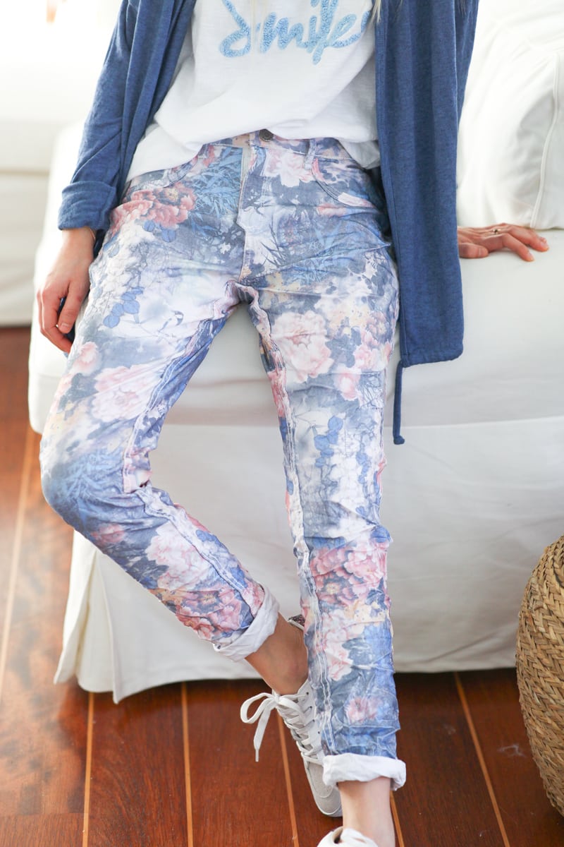 Pantalon reversible imprime printemps bleu e051 (1)