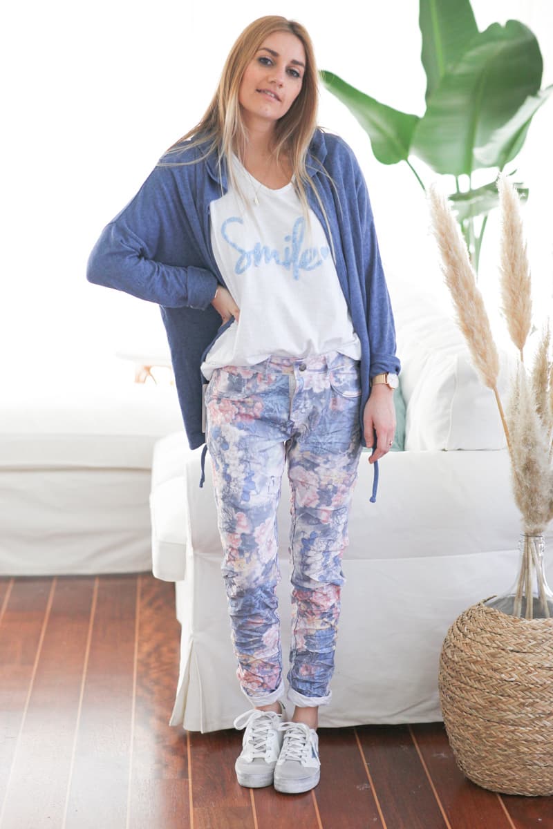 Pantalon reversible imprime printemps bleu e051 (1)
