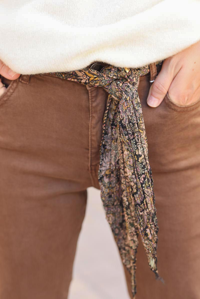 Pantalon slim stretch chocolat G207 (1)