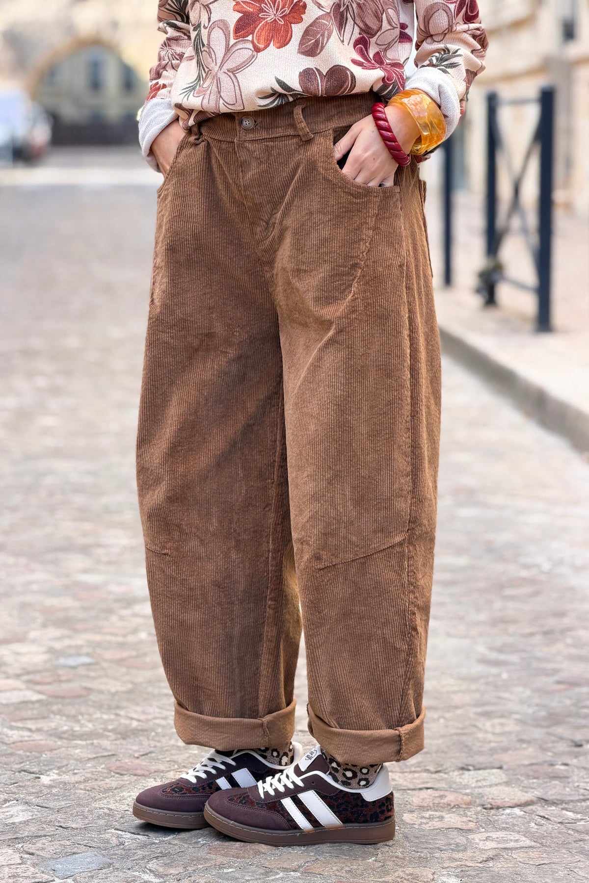 Camel Corduroy Wide Leg Jeans