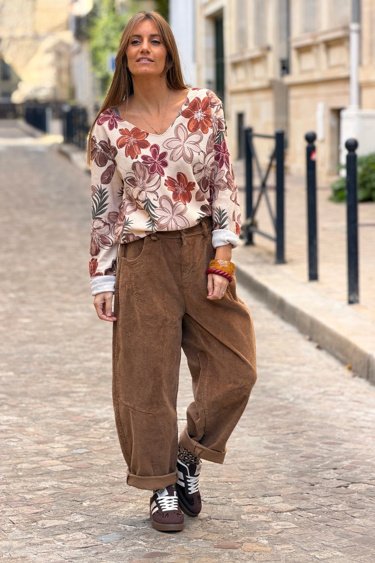 Camel Corduroy Wide Leg Jeans