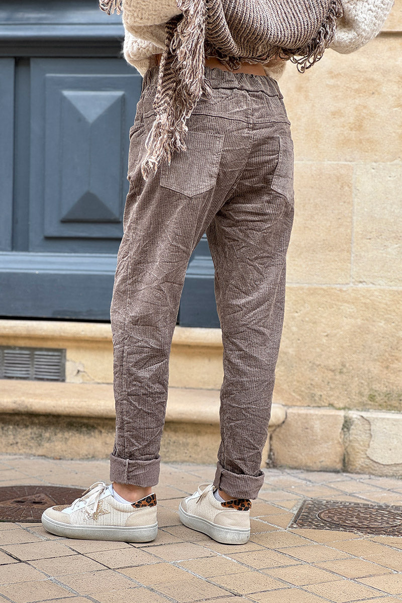 Taupe Corduroy Pull-On Pants
