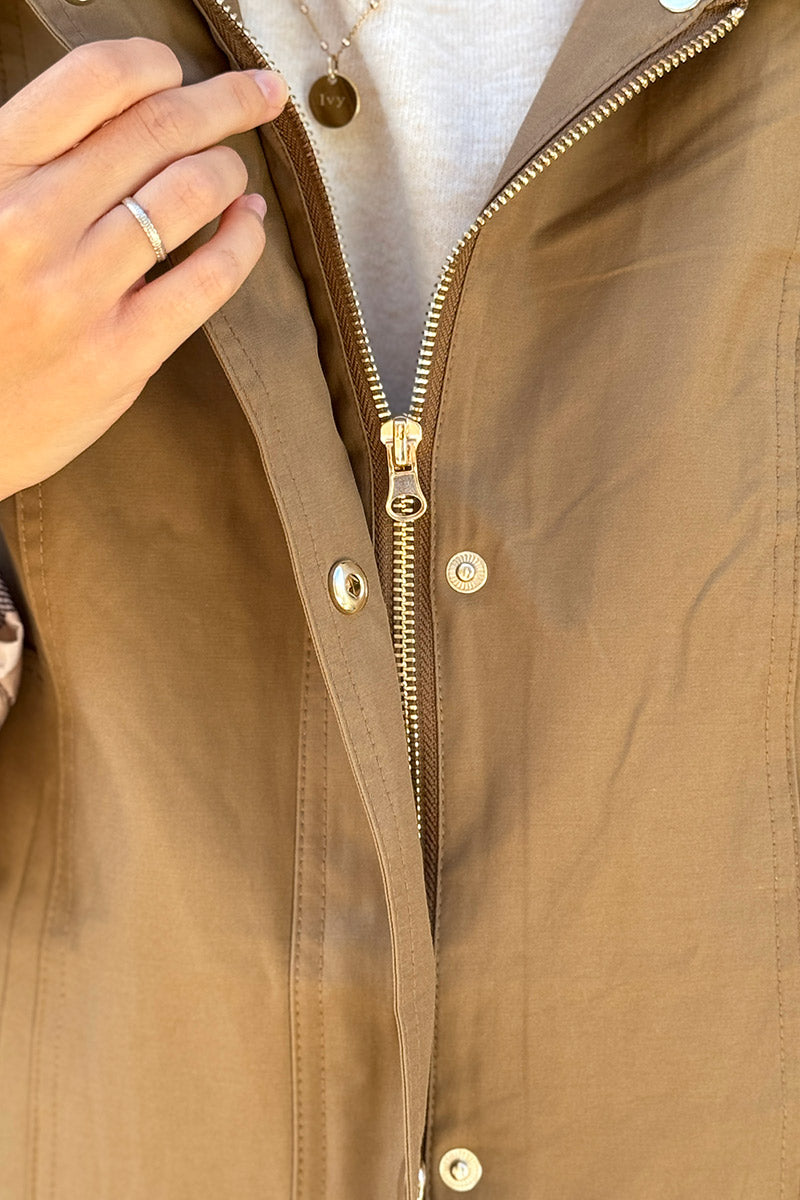 Camel Hooded Waterproof Slicker