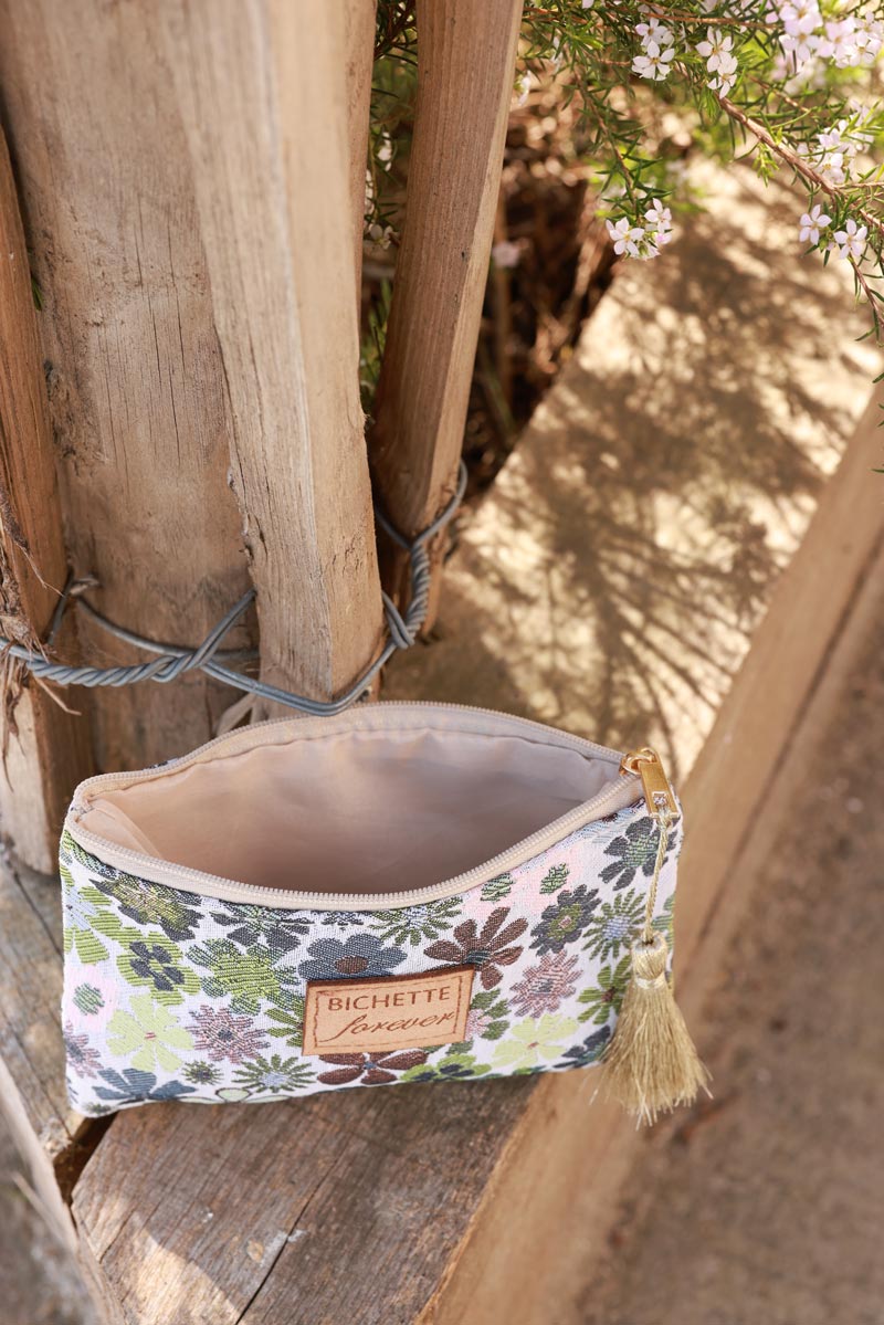 Olive Floral Tapestry Zip Pouch