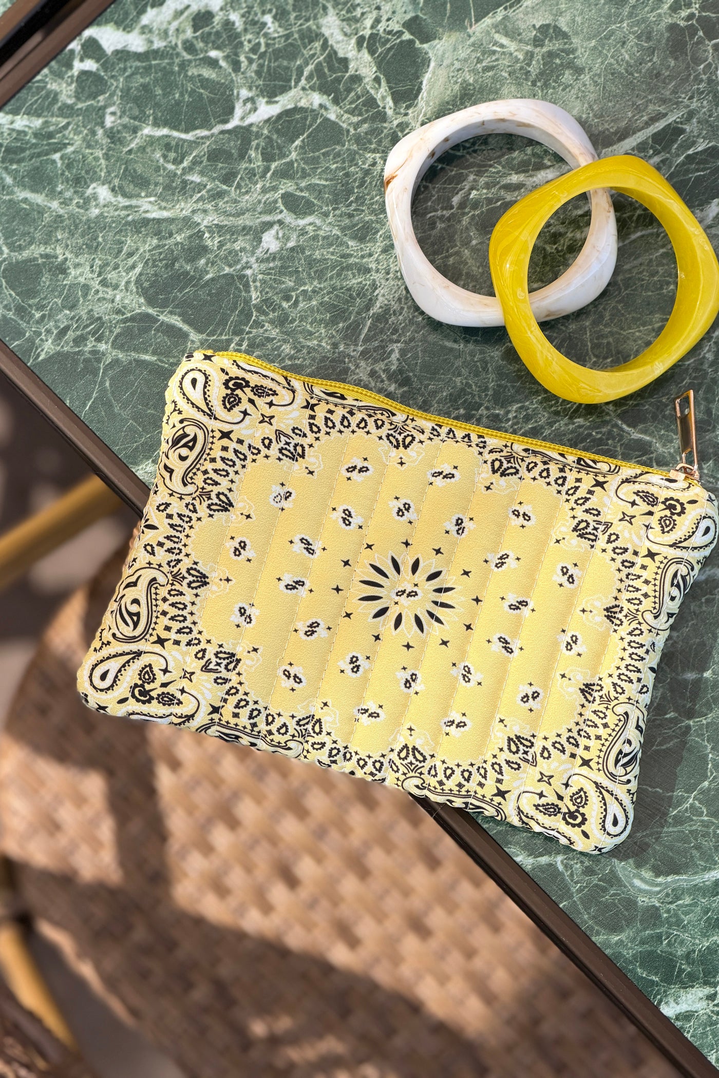 Yellow Quilted Handkerchief Pouchettes