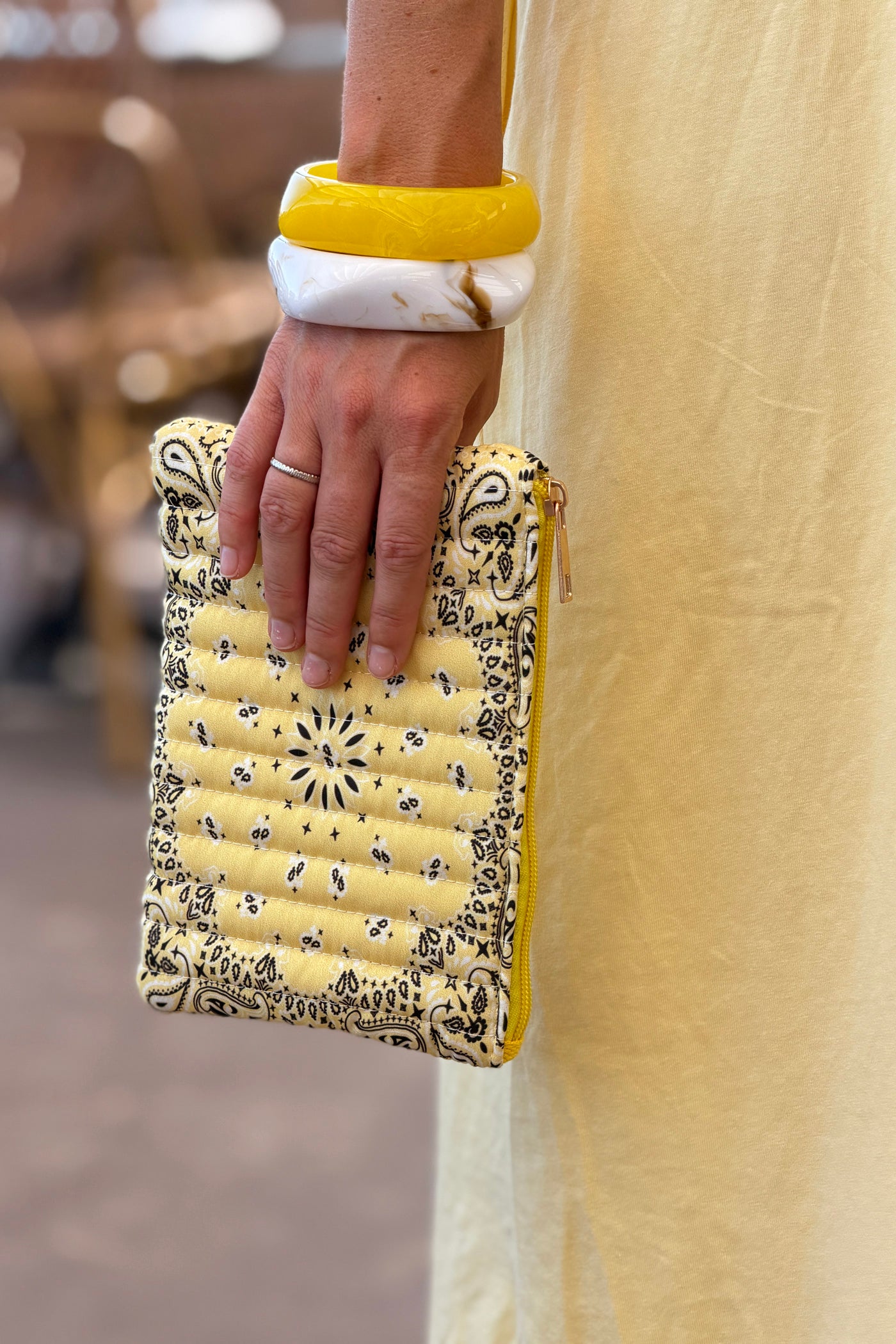 Yellow Quilted Handkerchief Pouchettes