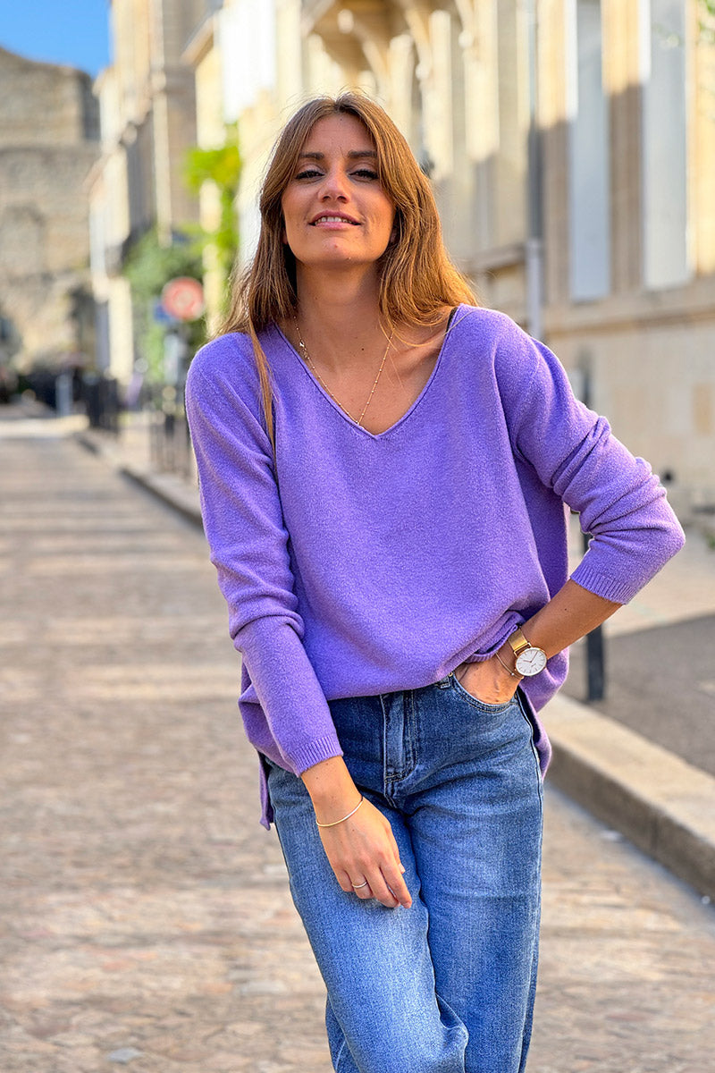 Lilas Soft Basic V-neck Sweater