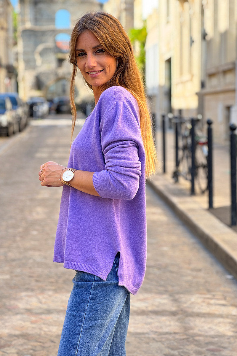 Lilas Soft Basic V-neck Sweater