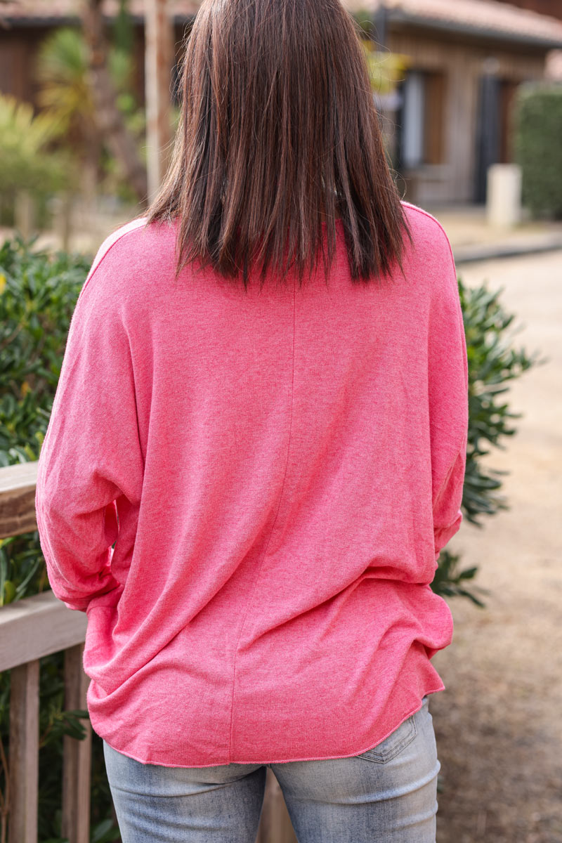 Pull fuchsia jersey arbre de vie brillant