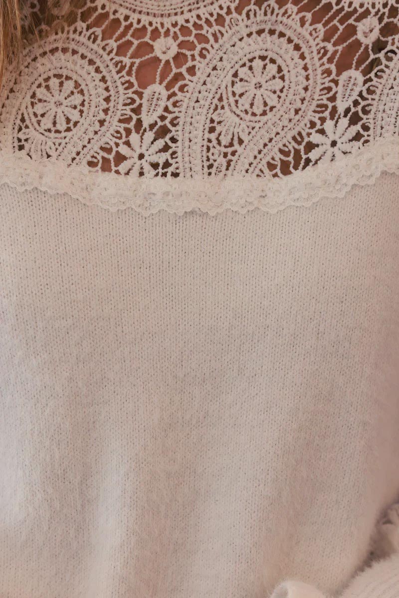 Off white Lace Victorian Knit Sweater
