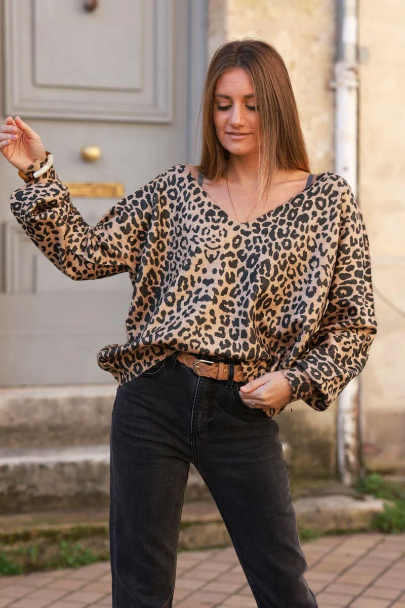 Leopard Print Lightweight Knit Jumper Horizons Lointains