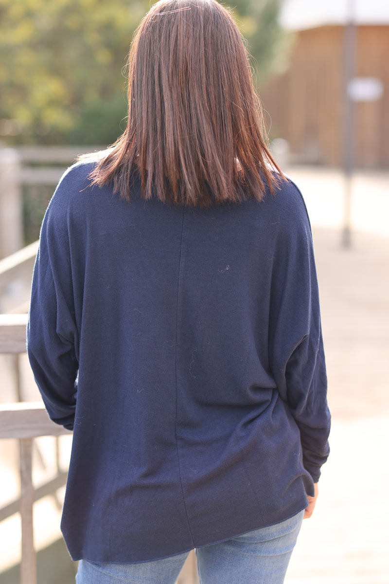 Navy blue super soft rock and roll jumper