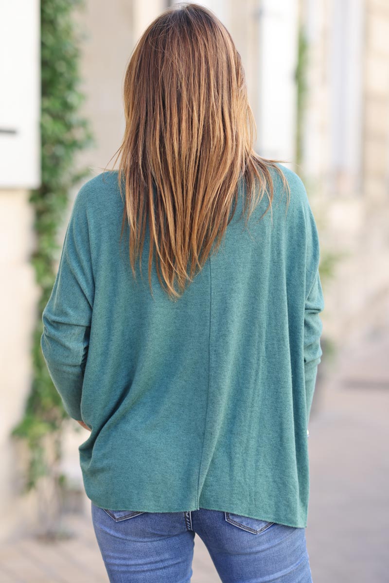Pull en jersey tout doux stretch rock and roll relief vert d182 (1)