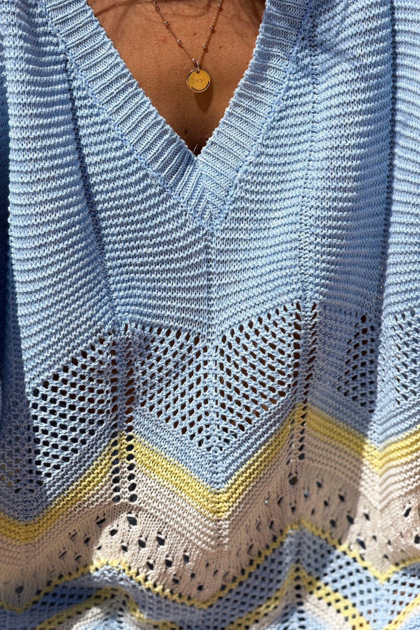 Light Blue Blanket Knit Dolman Sweater