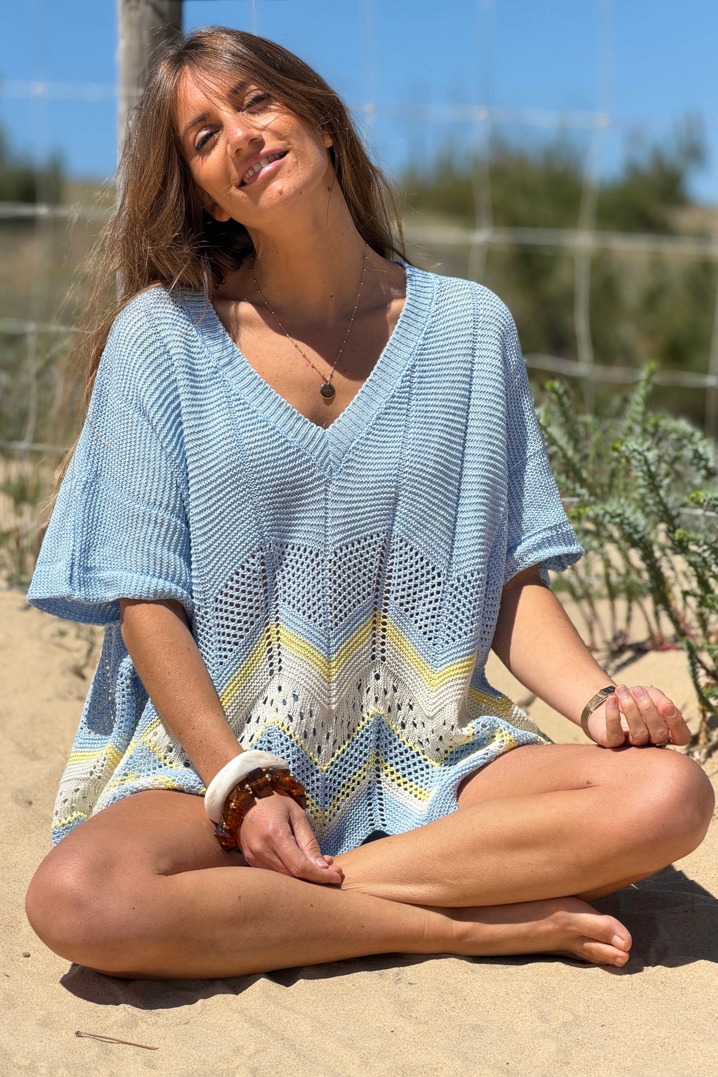 Light Blue Blanket Knit Dolman Sweater