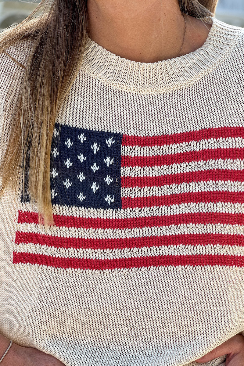 Cream Knit American Flag Jumper