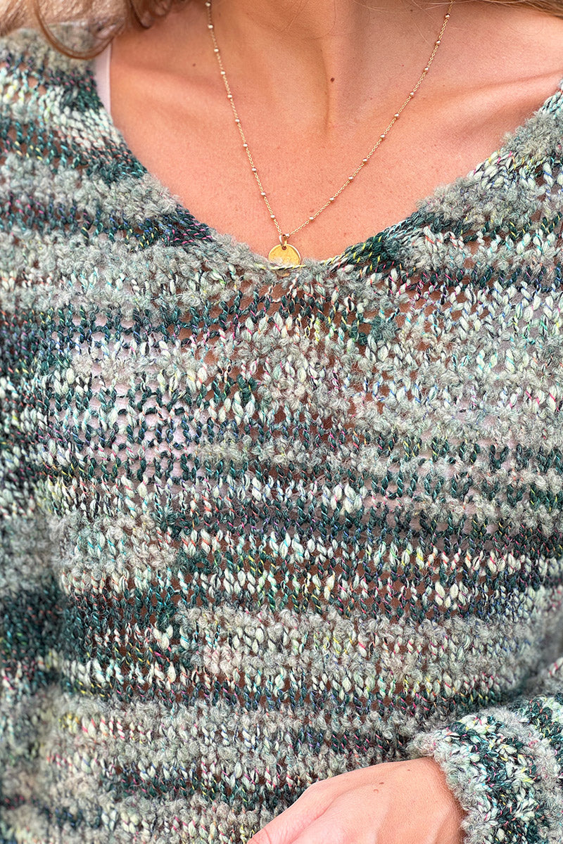 Khaki Rustic Stripe Wool Blend Jumper