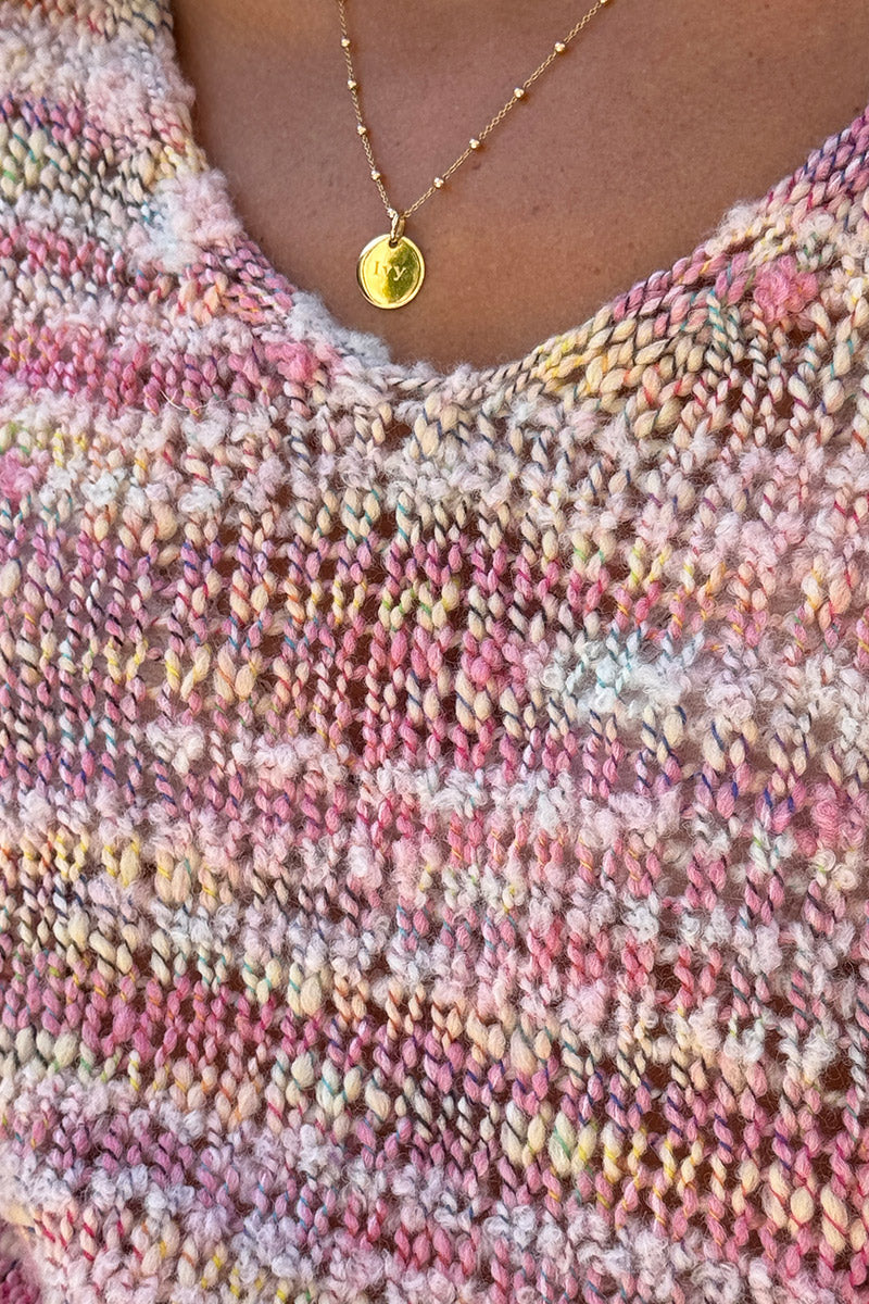 Pink Rustic Stripe Wool Blend Jumper
