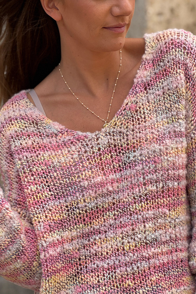 Pink Rustic Stripe Wool Blend Jumper