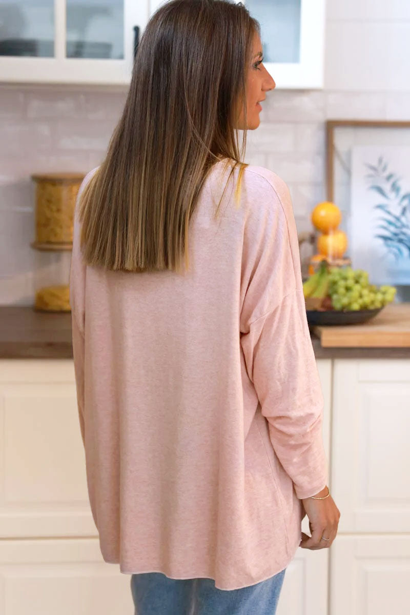 Baby Pink “Let it Be” Daisy Long-Sleeve Knit Top