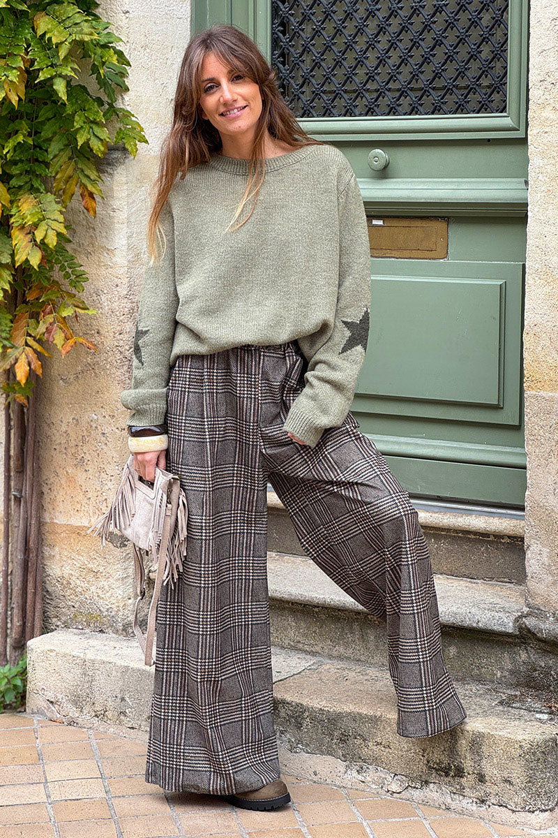 Olive Star Sleeve Knit Sweater