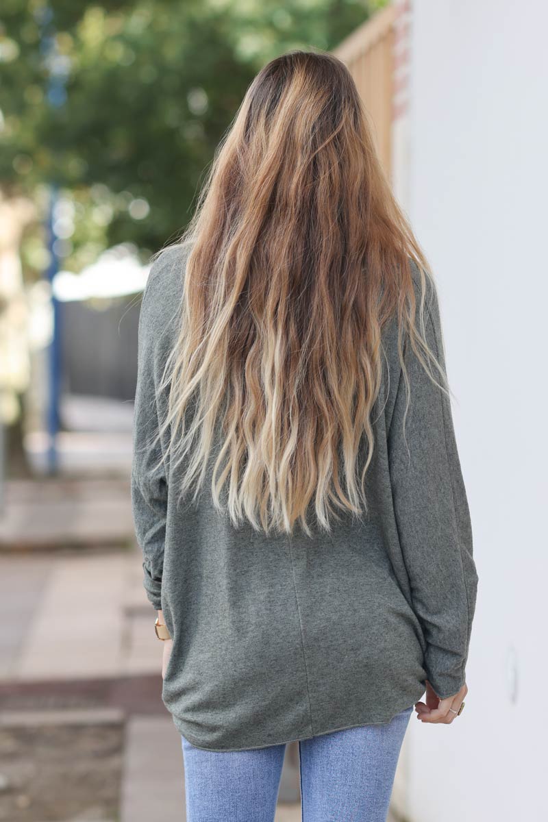 Khaki light weight sweater with tree of life print