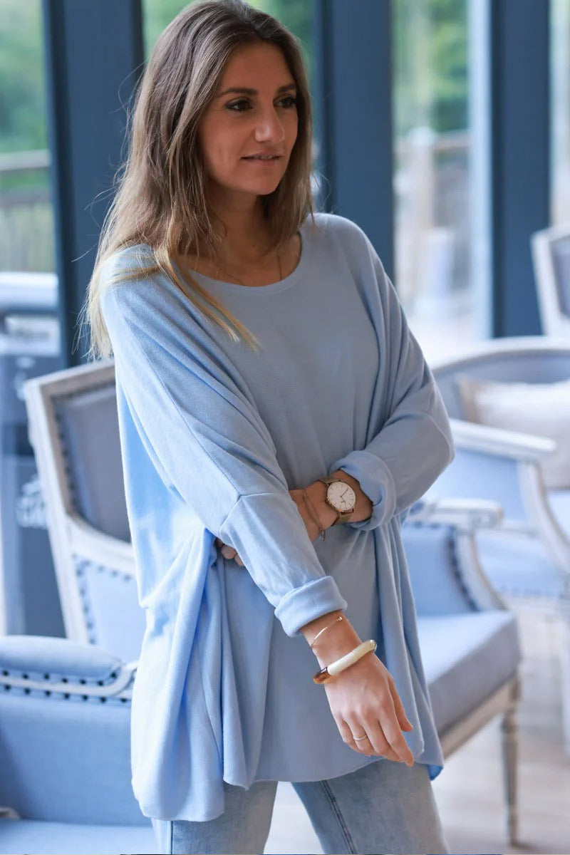 Baby Blue Oversized Batwing Jumper