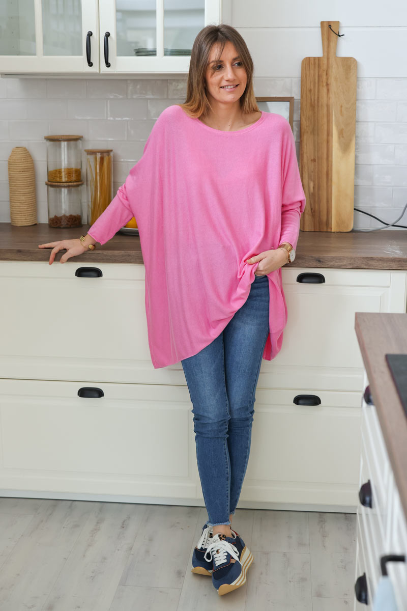 Jersey ancho rosa con mangas murciélago