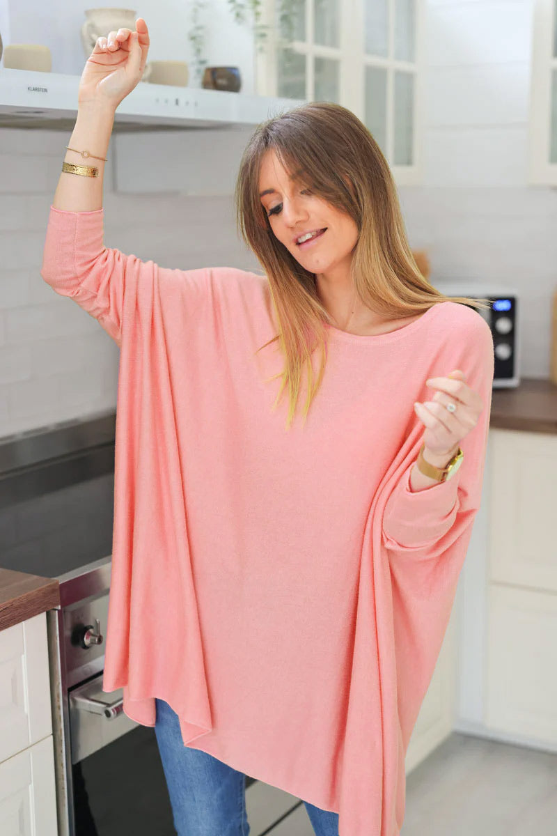 Pink oversized batwing sweater