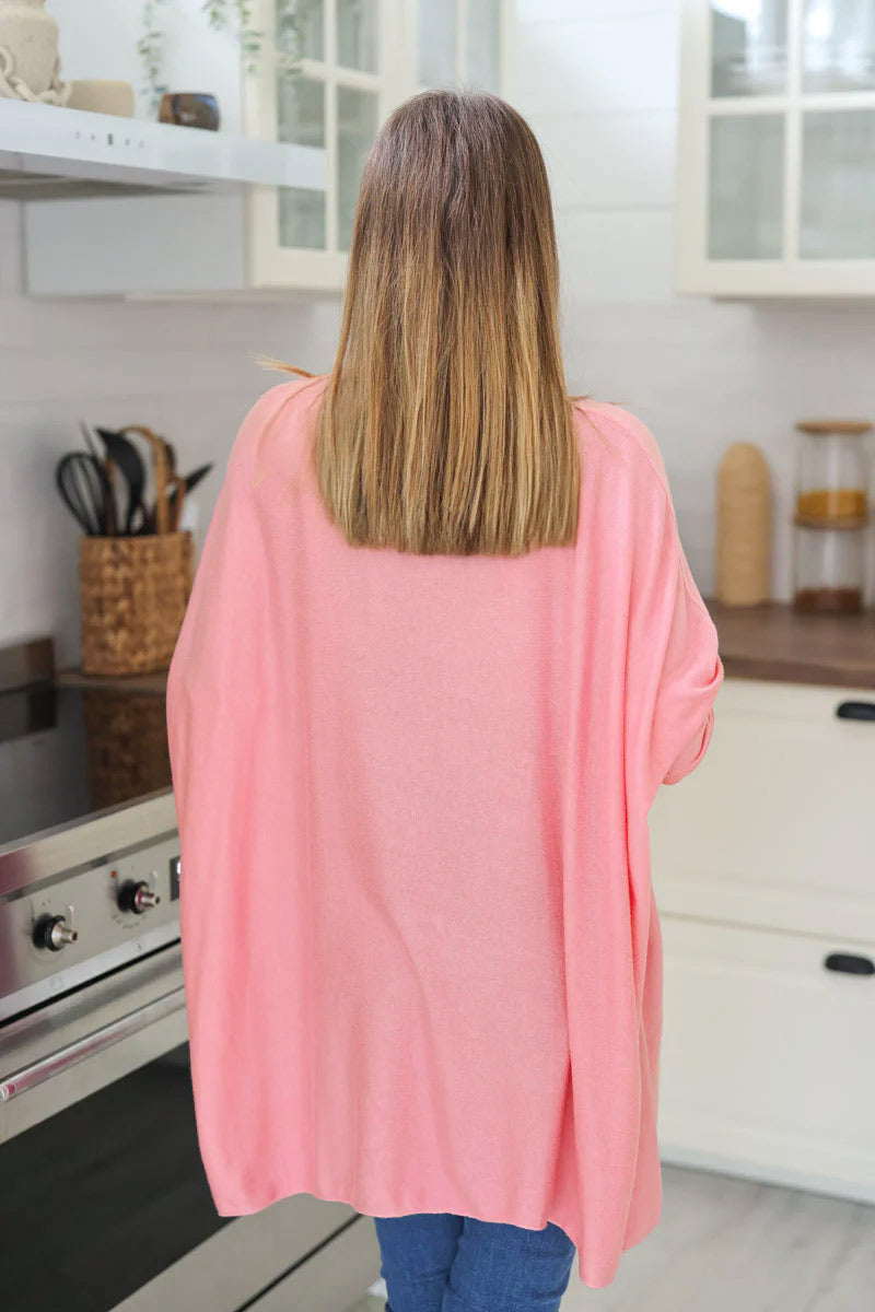 Pink oversized batwing sweater