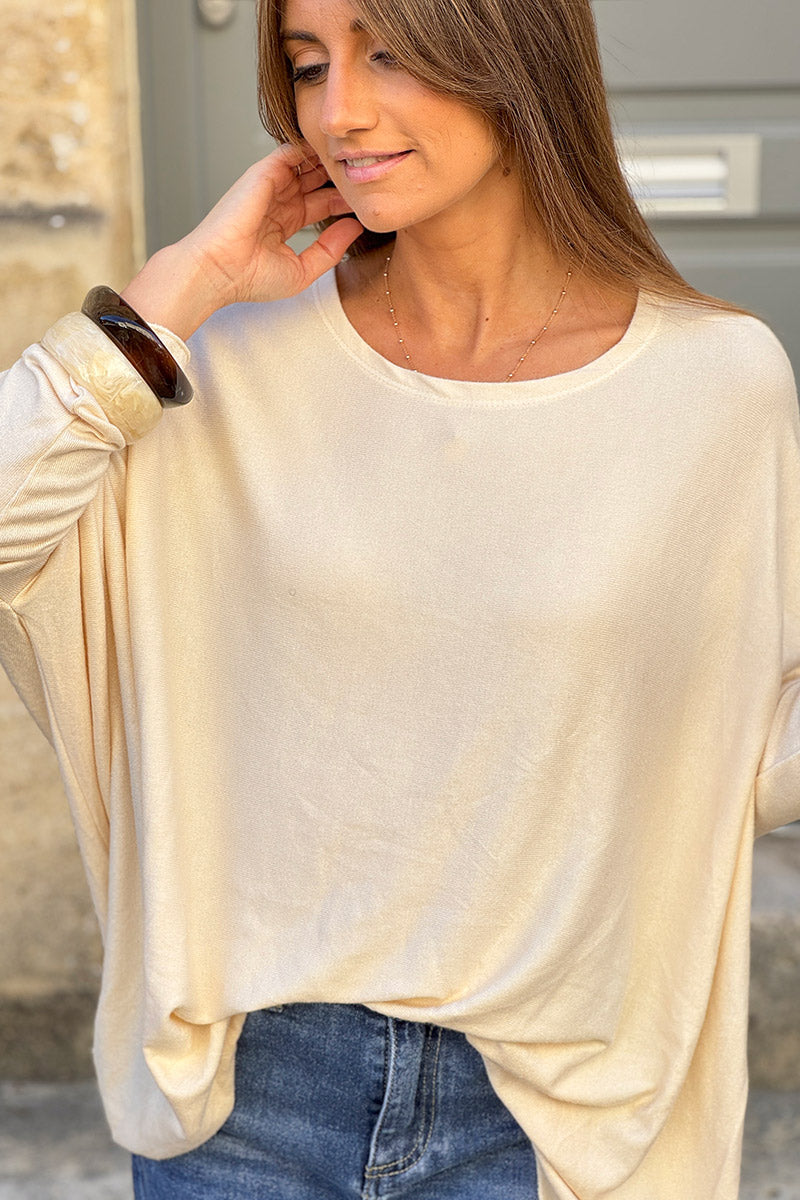 Cream oversized batwing Sweater