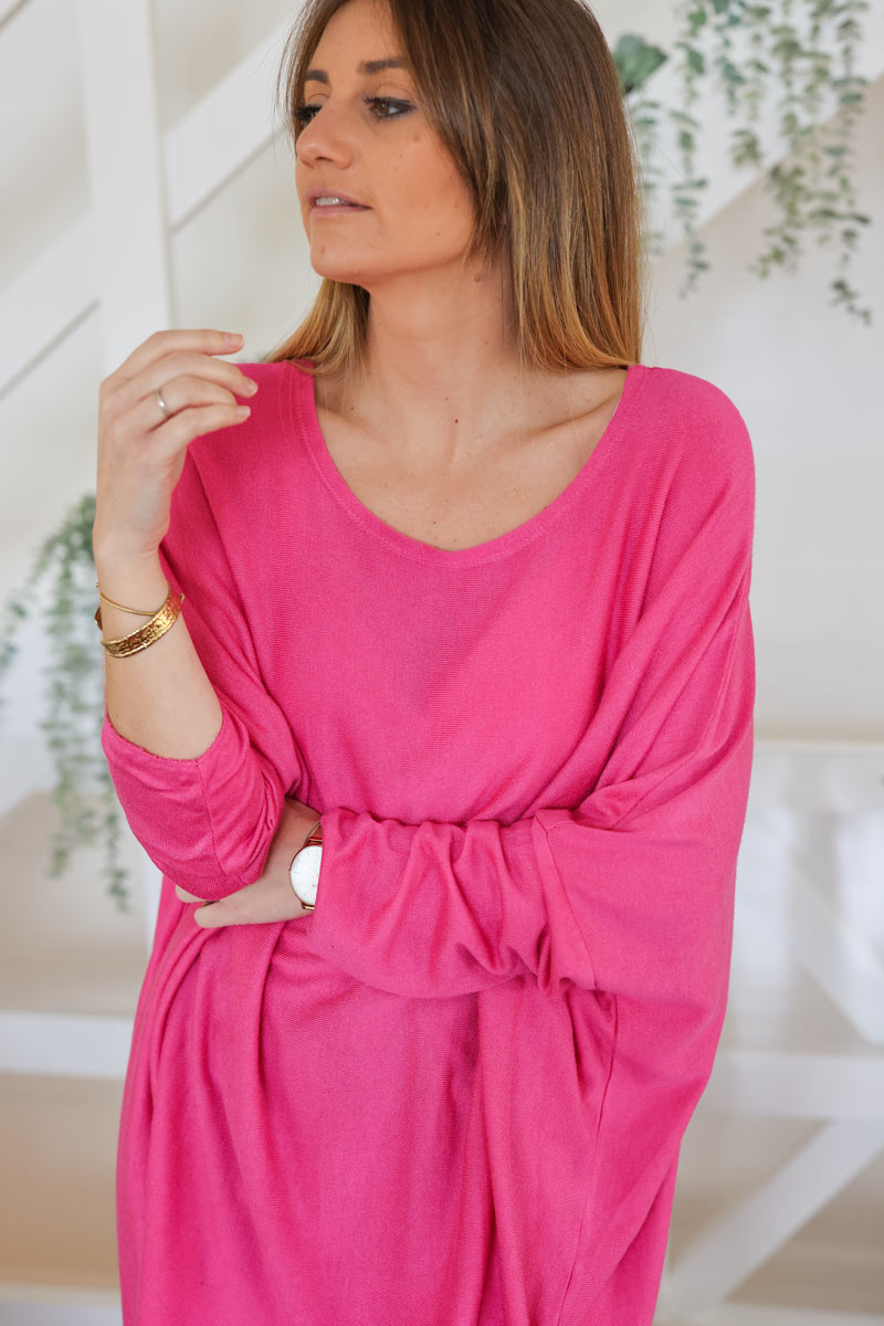 Fuchsia oversized batwing jumper