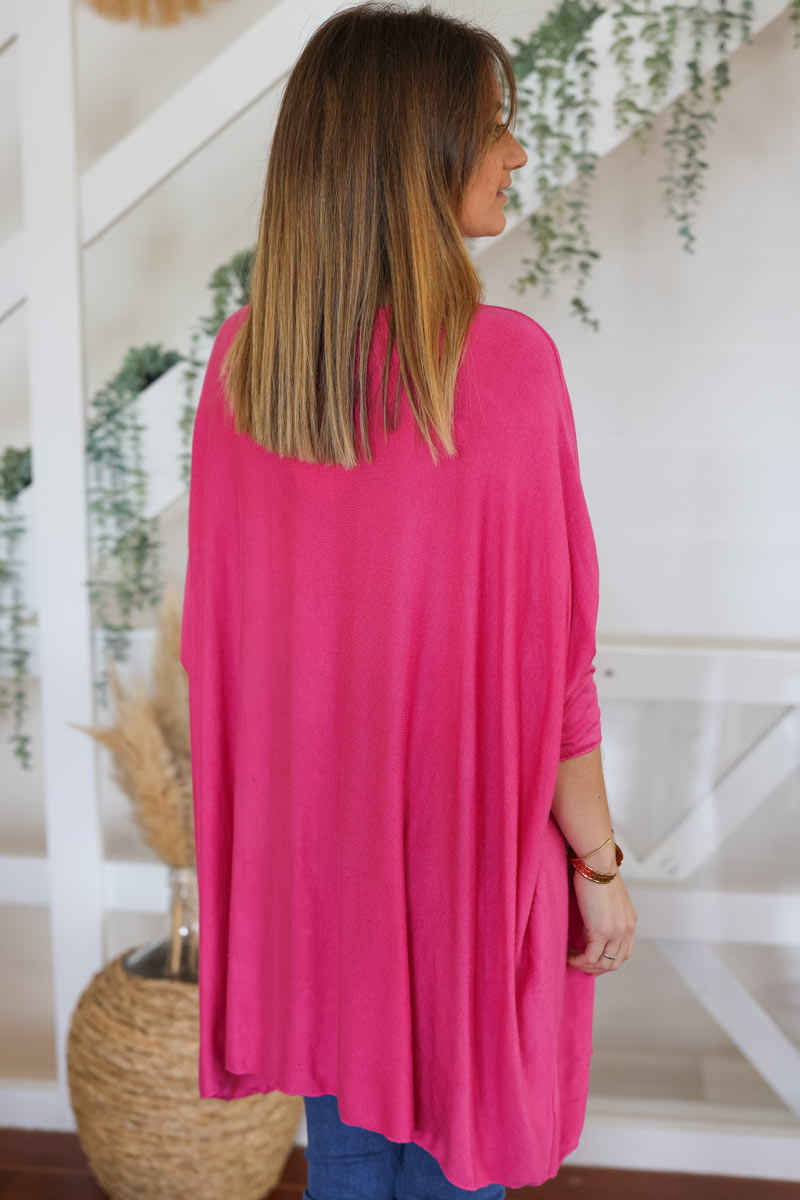 Fuchsia oversized batwing jumper