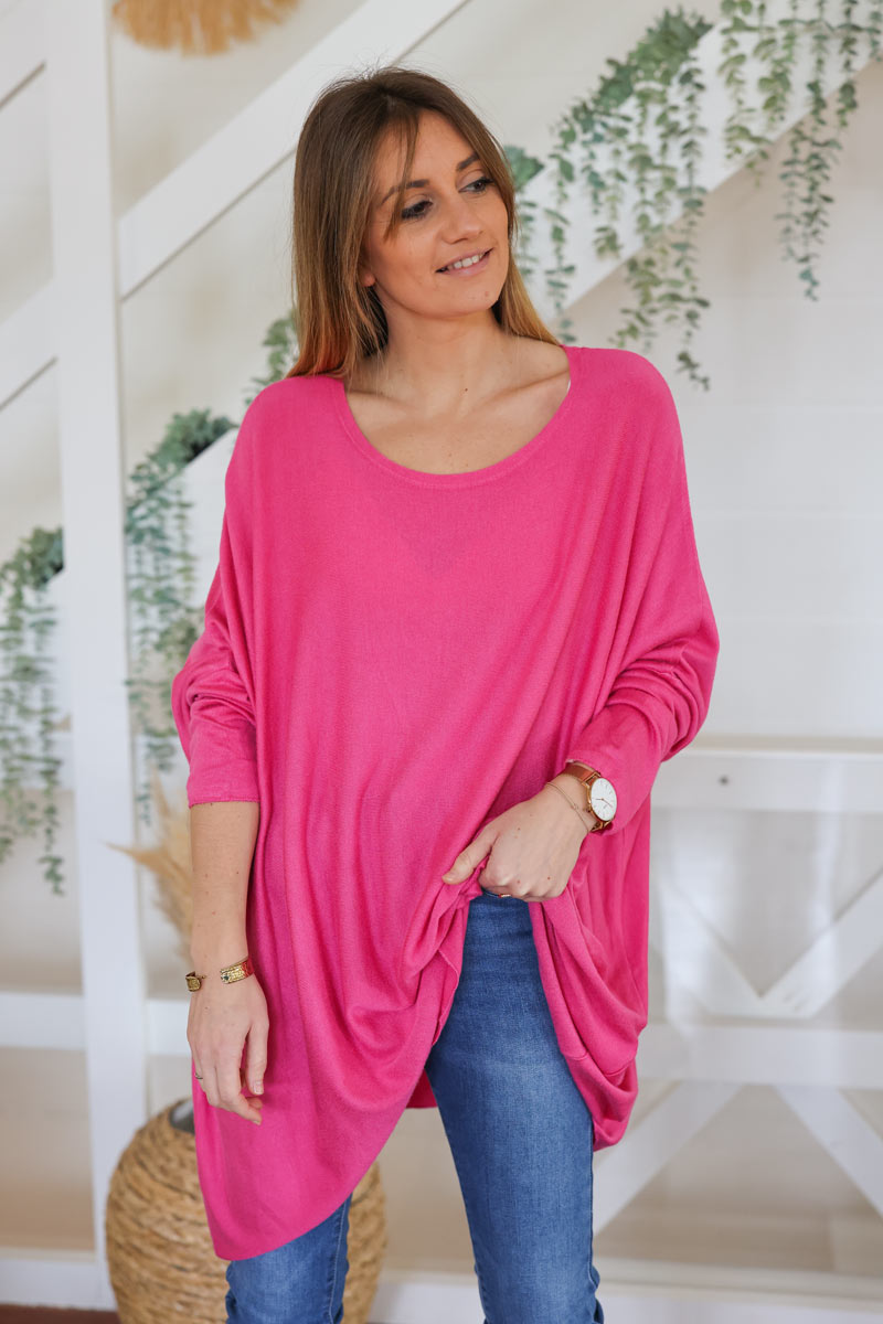 Fuchsia oversized batwing jumper