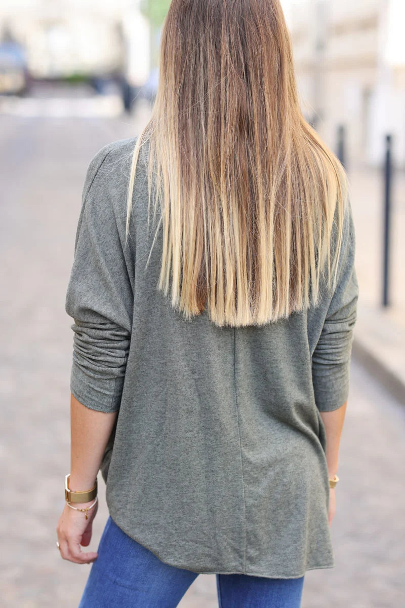 Khaki light weight super soft 'Vintage' jersey jumper