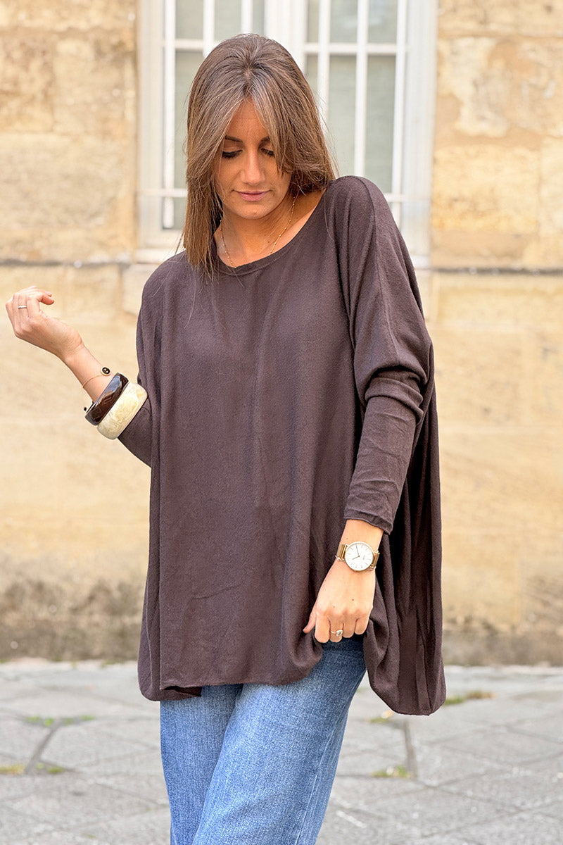 Brown Chocolate Oversized Batwing Sweater