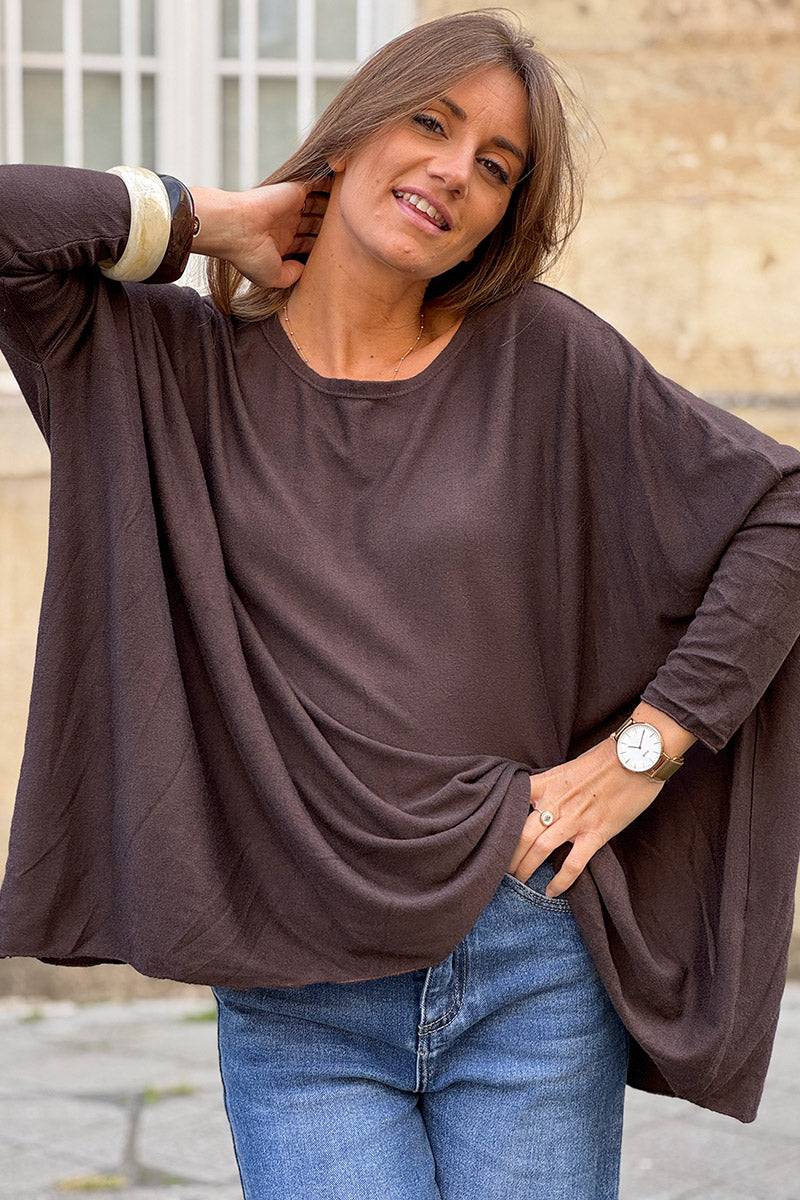 Brown Chocolate Oversized Batwing Sweater