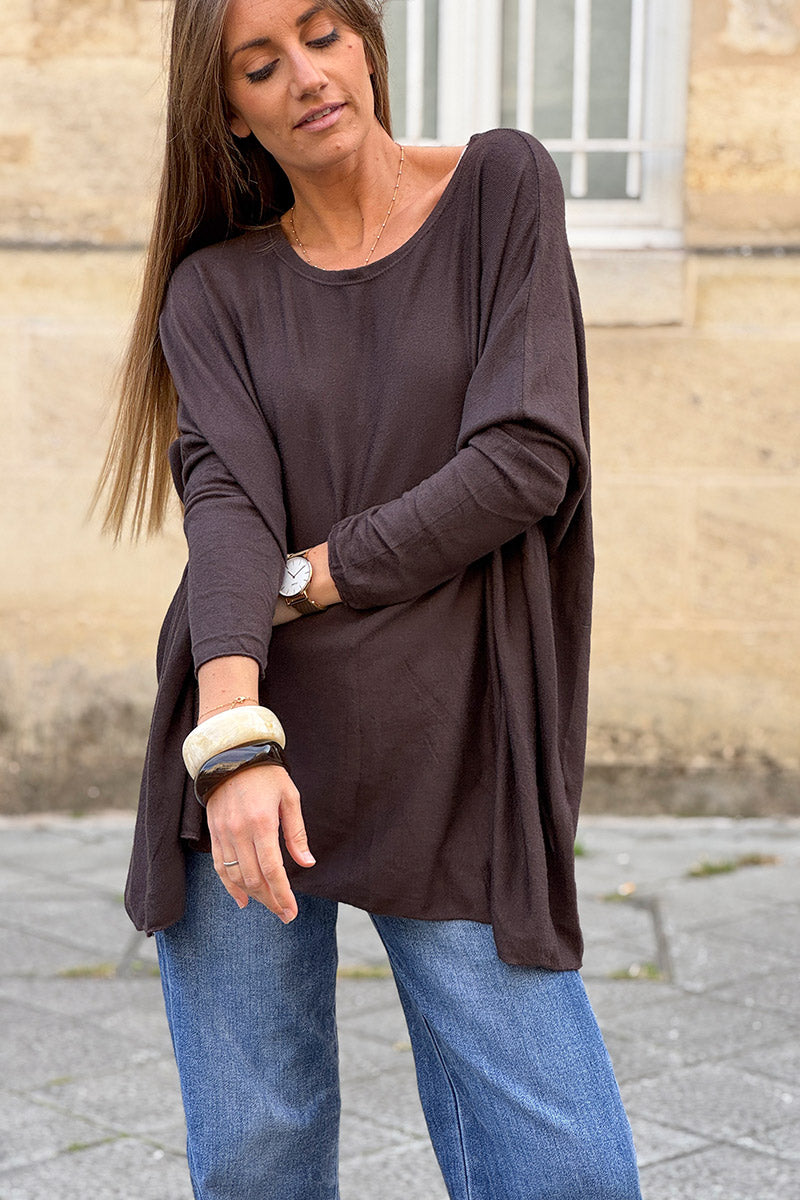 Brown Chocolate Oversized Batwing Sweater