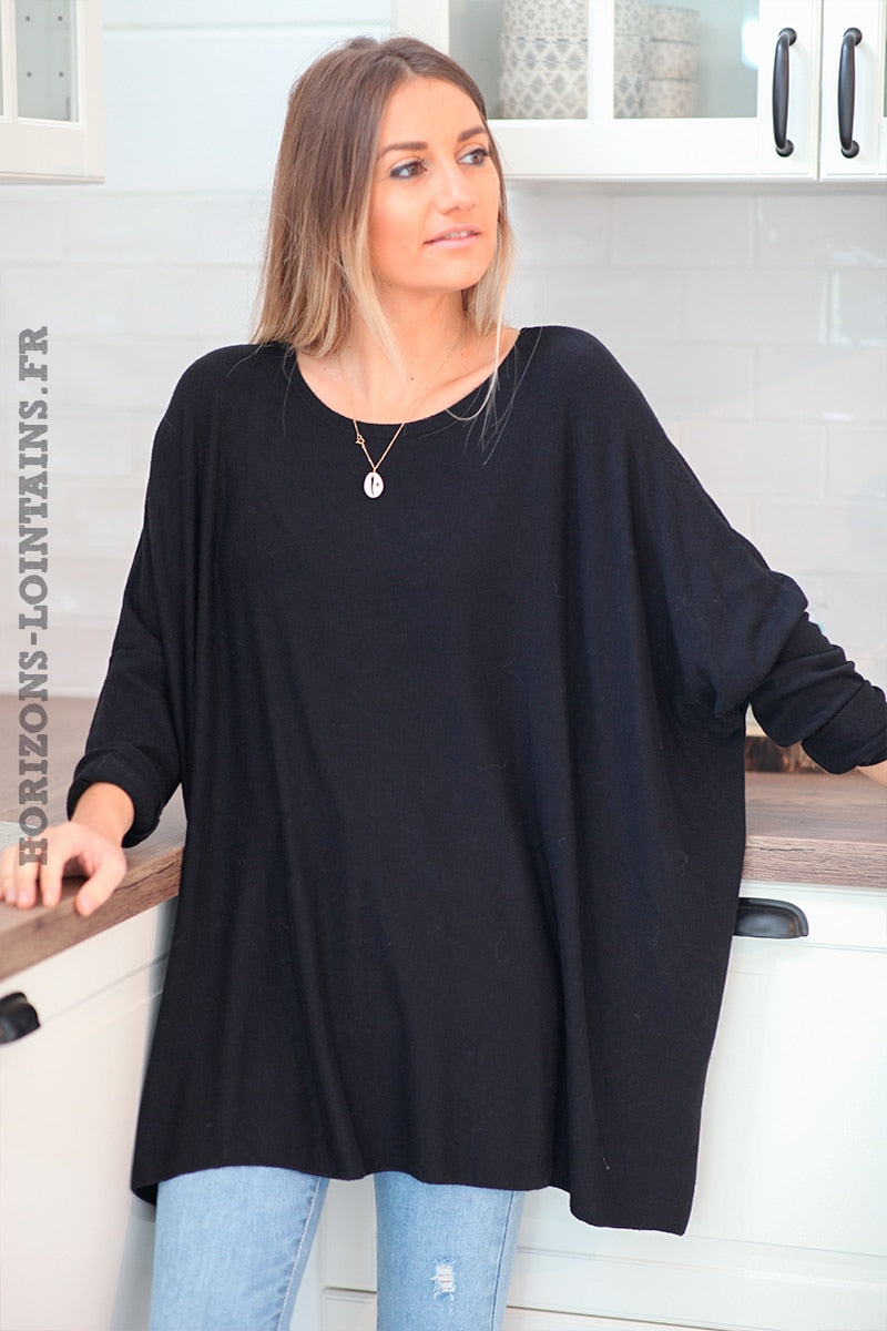 Black oversized batwing sweater
