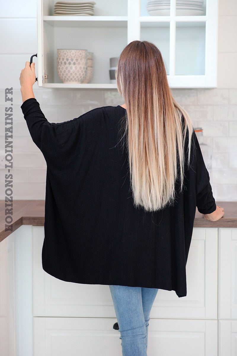 Black oversized batwing sweater