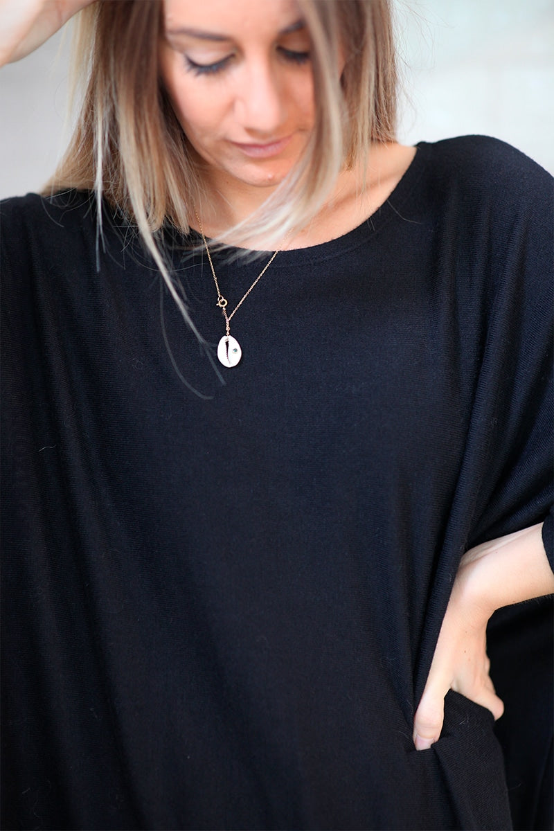 Black oversized batwing sweater