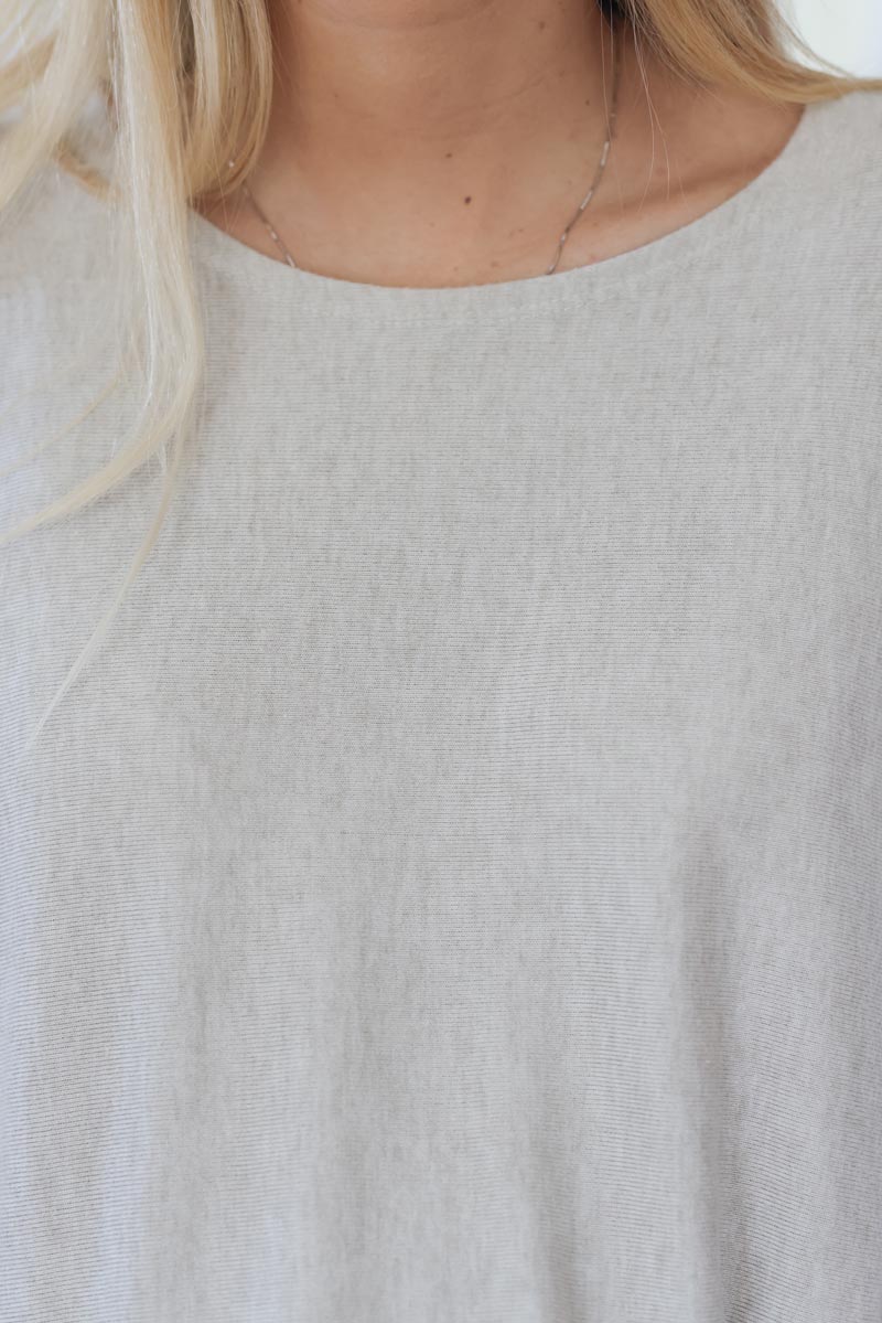 Pull large oversize tout doux col rond manches chauve souris d172 beige (1)
