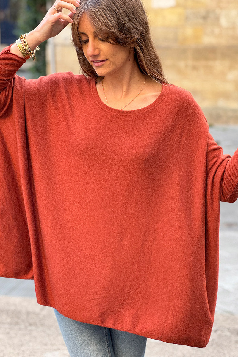 Pumpkin Oversized Batwing Jumper