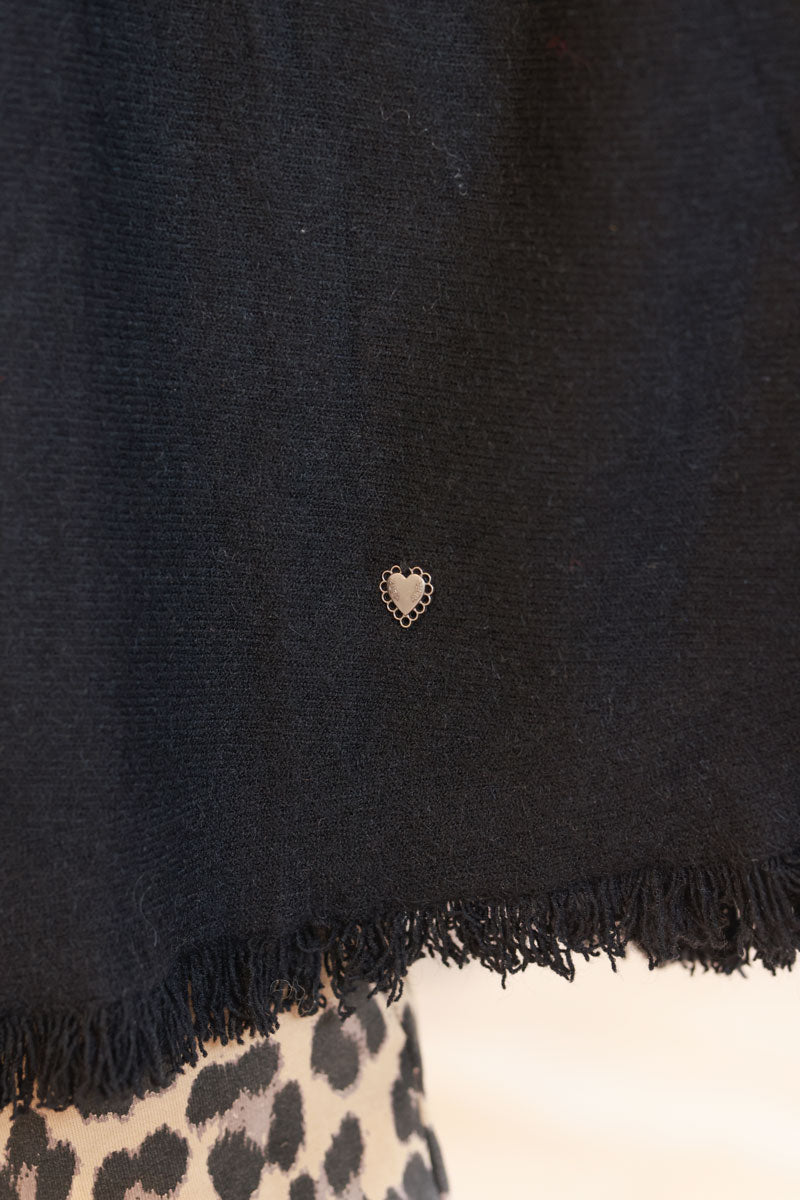 Black Blanket Knit Poncho Top