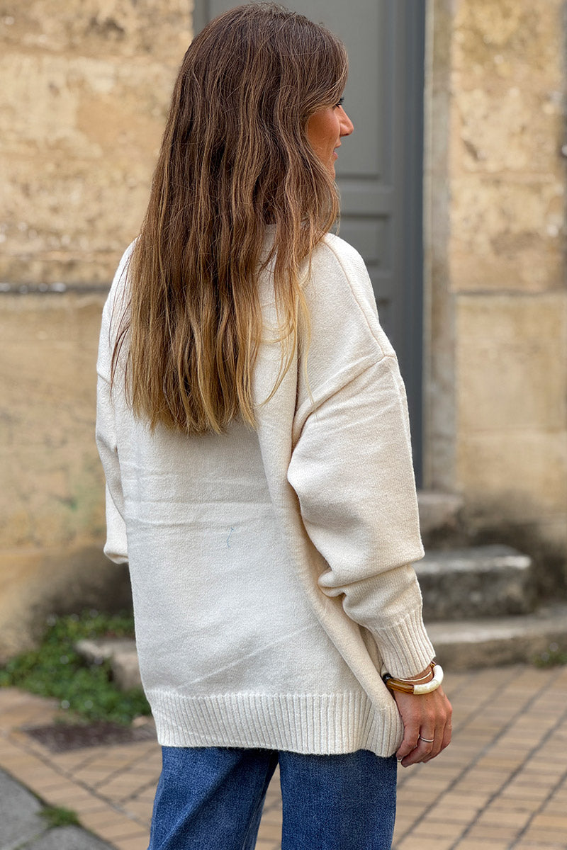 Cream JOY V-Neck Knit Jumper
