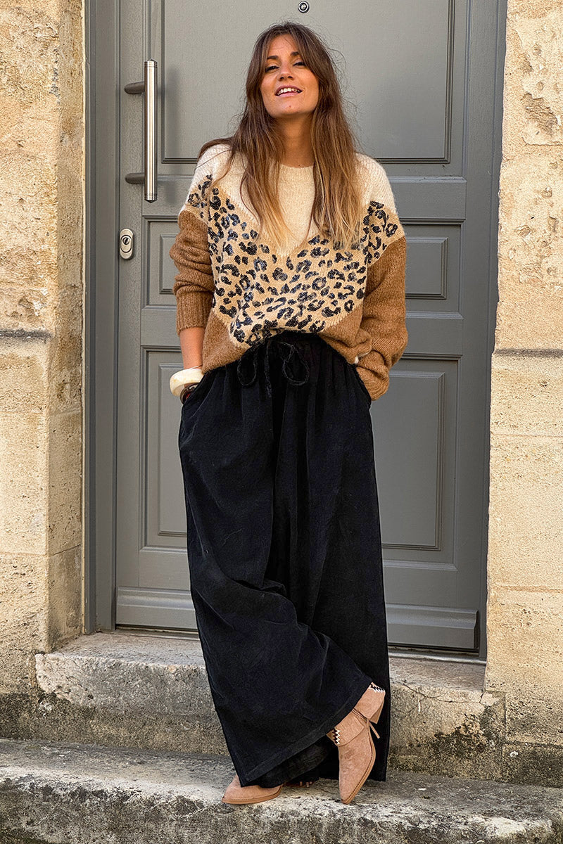 Leopard Chevron Cozy Knit Sweater