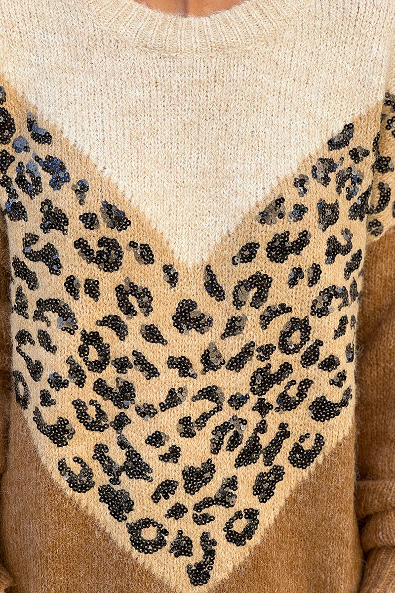 Leopard Chevron Cozy Knit Sweater
