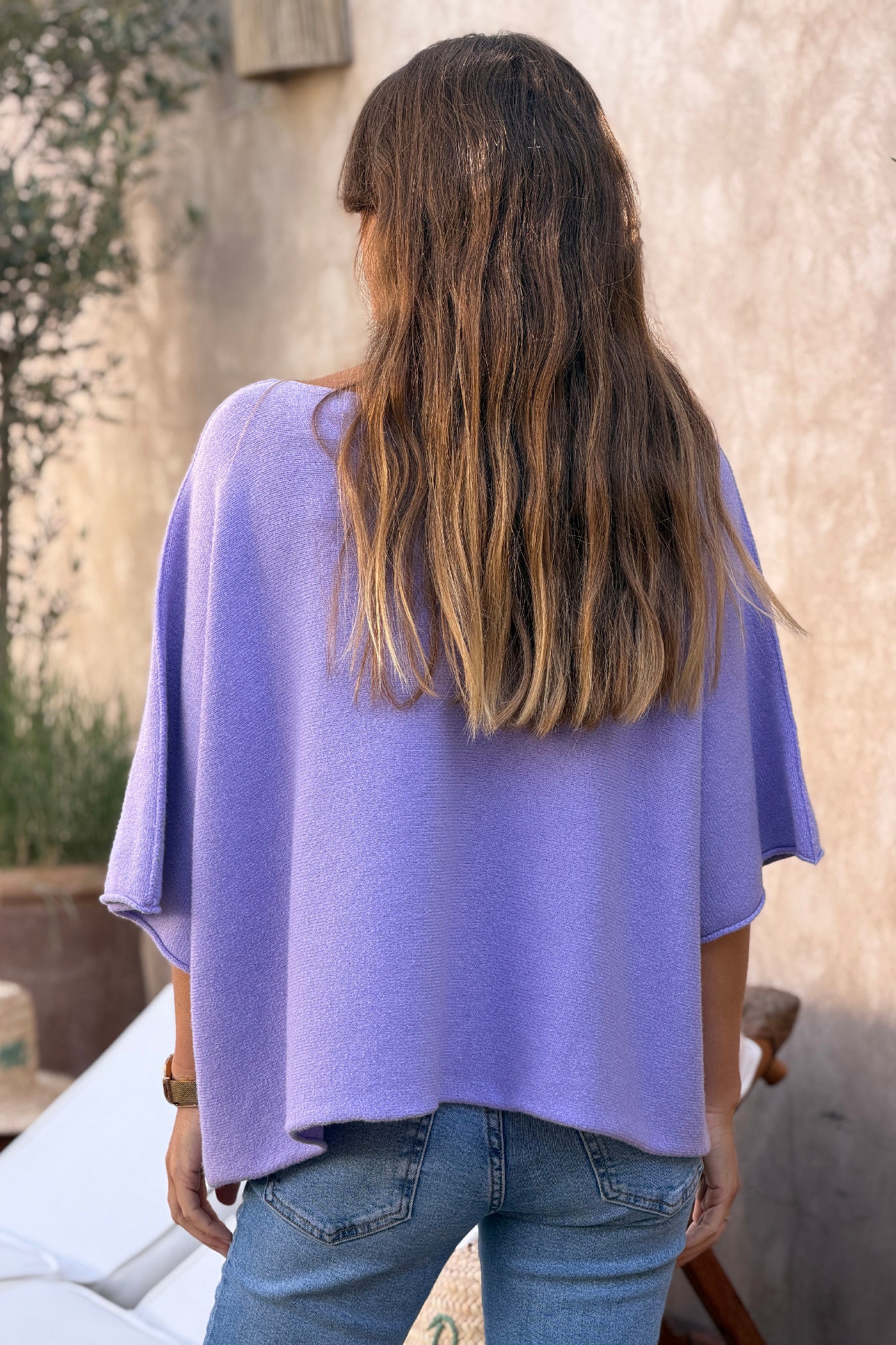 Lilac Knit Batwing Blouse