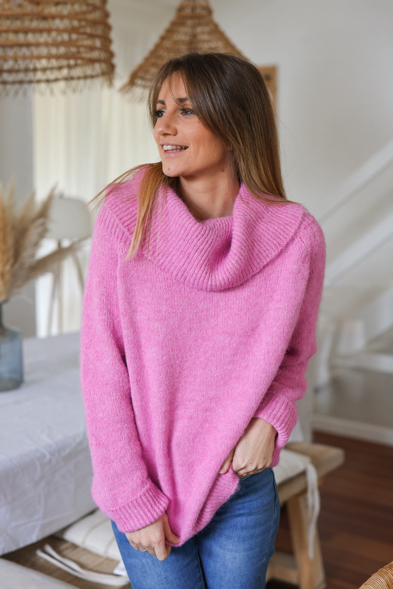 Pink oversized turtleneck outlet sweater