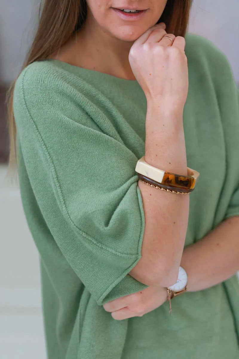 Light olive Knit Batwing Blouse